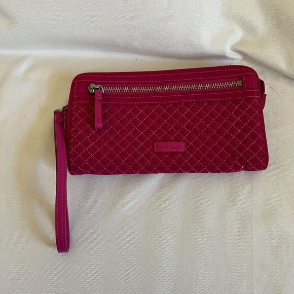 Vera Bradley Handbags - Vera Bradley Quilted Pink Wristlet & Floral Cosmetic Bag Duo
